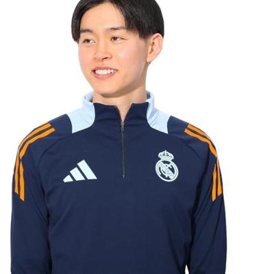 adidas Real Madrid Trainingstrui 1/4-Zip 2024-2025 Donkerblauw Oranje Lichtblauw - thumbnail