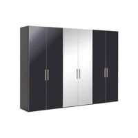 Goossens Kledingkast Easy Storage Ddk, Kledingkast 304 cm breed, 220 cm hoog, 4x draaideur en 2x spiegel draaideur midden - thumbnail