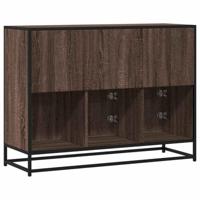 Dressoir 100x35x76 cm bewerkt hout bruin eikenkleur - thumbnail