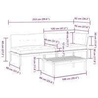 3-delige Loungeset pallet met kussens massief acaciahout - thumbnail