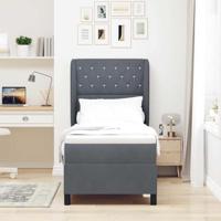 Boxspring bed met matras Donkergrijs 80 x 200 cm Fluweel - thumbnail