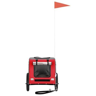 VidaXL Hondenfietstrailer oxford stof en ijzer rood en grijs VidaXL Hondenfietstrailer oxford stof en ijzer rood en grijs