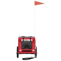 Hondenfietstrailer oxford stof en ijzer rood en grijs - thumbnail