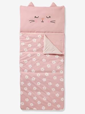 Slaapzak FLEURS CHAT roze, bedrukt