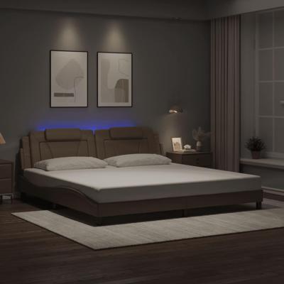 Bedframe met LED-verlichting kunstleer cappuccino 200x200 cm