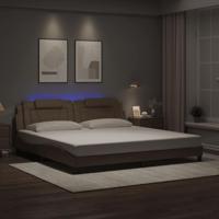 Bedframe met LED-verlichting kunstleer cappuccino 200x200 cm - thumbnail
