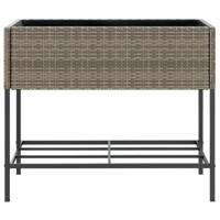 VidaXL Plantenbakken met schap 2 st 90x40x75 poly rattan grijs - thumbnail