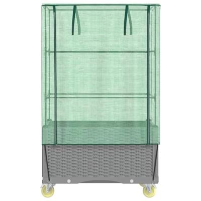 VidaXL Plantenbak verhoogd met hoes en wielen 80x50x182 cm rattanlook VidaXL Plantenbak verhoogd met hoes en wielen 80x50x182 cm rattanlook