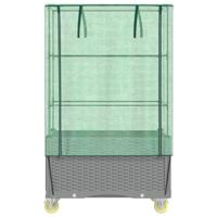 Plantenbak verhoogd met hoes en wielen 80x50x182 cm rattanlook - thumbnail