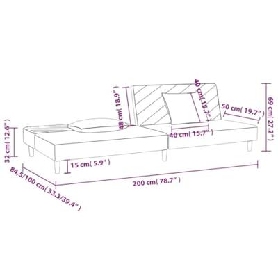 Slaapbank 2-zits met 2 kussens stof wijnrood