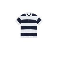 Mango Man gestreepte regular fit polo wit - thumbnail