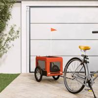 Hondenfietstrailer oxford stof en ijzer oranje en zwart - thumbnail