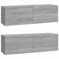 Tv-wandmeubels 2 st 100x30x30 cm hout grijs sonoma eikenkleurig - thumbnail