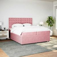 Boxspring met matras fluweel roze 200x200 cm - thumbnail