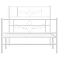 Bedframe met hoofd- en voeteneinde metaal wit 90x200 cm - thumbnail