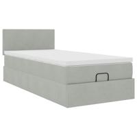 Ottoman bed met matras en LED's 100x200 cm fluweel lichtgrijs - thumbnail