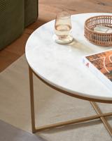 Kave Home Ronde salontafel 'Sheffield' Wit marmer / goud, Ø80cm - thumbnail