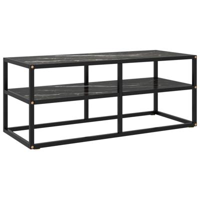 Tv-meubel met zwart marmerglas 100x40x40 cm zwart Tv-meubel met zwart marmerglas 100x40x40 cm zwart