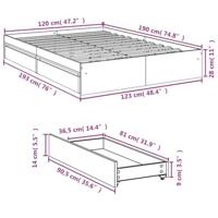 Bedframe met lades bewerkt hout gerookt eikenkleurig 120x190 cm - thumbnail