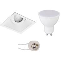 LED Inbouw Spot Set GU10 - Vierkant Mat Wit - 4W 6400K Kantelbaar - thumbnail