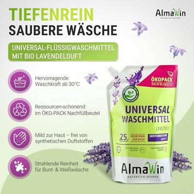 AlmaWin Wasmiddel universeel - lavendel - 1,5l - thumbnail