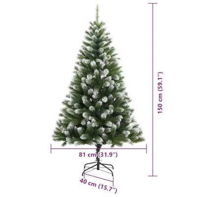 VidaXL Kunstmatige scharnierkerstboom met bedekte sneeuw 150 cm