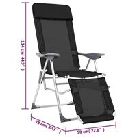 Campingstoelen met voetensteun 2 st inklapbaar textileen zwart - thumbnail