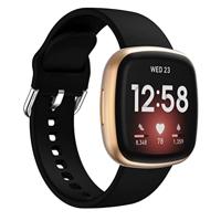 Fitbit Versa 3 & 4 / Sense 1 & 2 - Siliconen bandje - Zwart - thumbnail