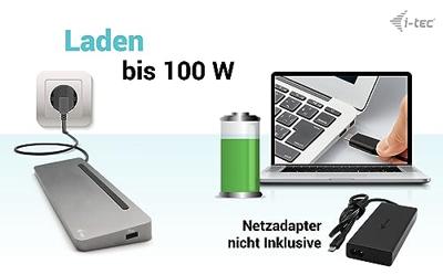 Hub USB-C i-Tec C31FLAT2PDPRO Zilverkleurig - thumbnail