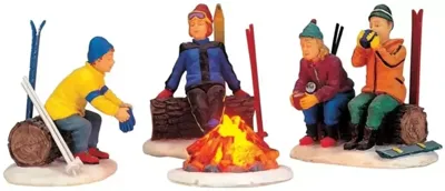 Kerstfiguur Skiers' camp fire LEMAX - Lemax Kerstfiguur Skiers' camp fire LEMAX - Lemax