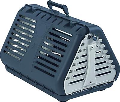Rotho MyPet Toby Opvouwbare transportbox voor katten, kleine honden en kleine dieren, Kunststof (PP) BPA-vrij, antraciet/wit, (53.4 x 42.5 x 12.4 cm)