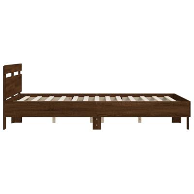 Bedframe met hoofdeinde bewerkt hout bruineikenkleur 140x200 cm - thumbnail