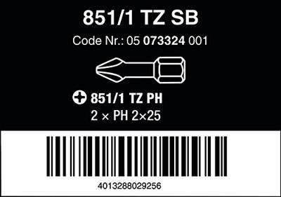 Wera 851/1 TZ SB SiS 05073324001 Kruis-bit PH 2 Gereedschapsstaal Gelegeerd, Taai D 6.3 1 stuk(s)