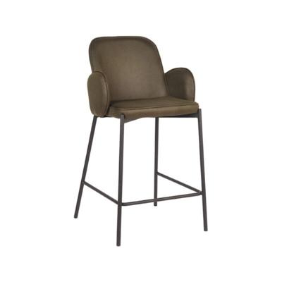 LABEL51 Barkruk 'Jari' Microfiber, kleur Army Green (zithoogte 65cm)