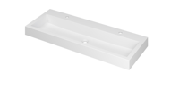 INK® Momento wastafel polystone met 2 kraangaten 120 x 9 x 45 cm, mat wit - thumbnail