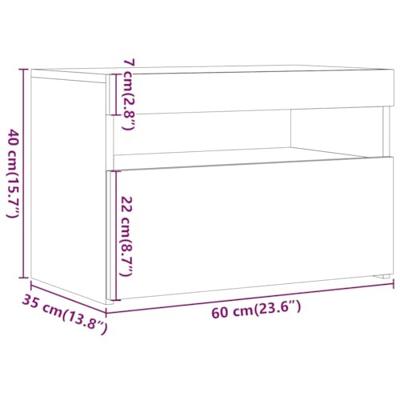 Tv-meubel met LED 60x35x40 cm bewerkt hout oud hout