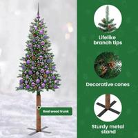VidaXL Slanke kerstboom groen 180 cm pvc en massief dennenhout - thumbnail