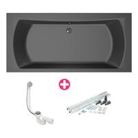 Xenz Robijn Duobad - 180x80x48 - afvoer Midden - acryl - ebony 6987-29 - thumbnail