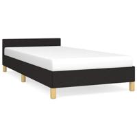Bedframe met hoofdeinde zonder matras 90x200 cm stof zwart - thumbnail