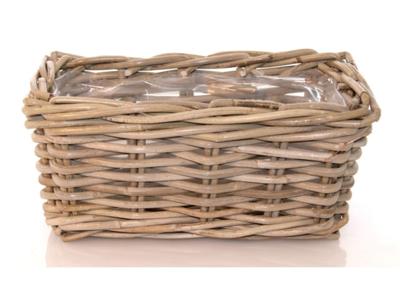 Bloembak Rotan Antiek Grijs 30x15cm