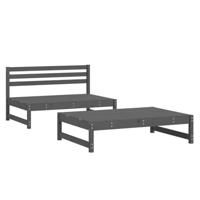 2-delige Loungeset massief grenenhout grijs - thumbnail