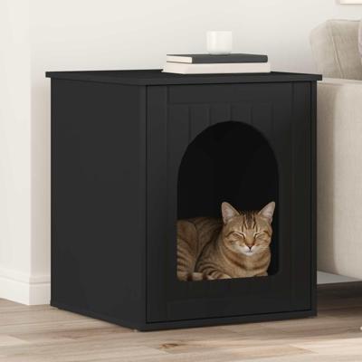 Kattenhuis Zwart 53 x 52 x 62 cm Bewerkt hout