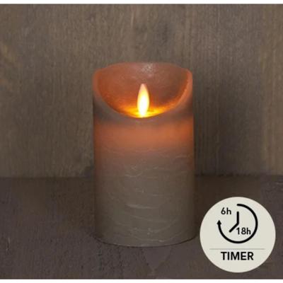 Anna's Collection LED kaars flame effect rustiek 7.5x12.5cm taupe 1 stuks