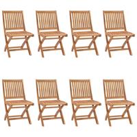 Tuinstoelen 8 st inklapbaar massief teakhout - thumbnail