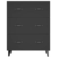 Dressoir 69,5x34x90 cm bewerkt hout zwart - thumbnail