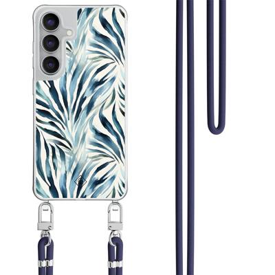 Samsung Galaxy S25 FE hoesje met donkerblauw koord - Japandi waves