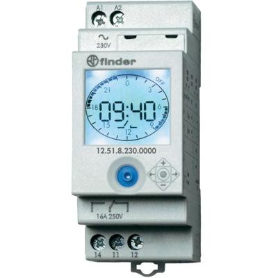Finder 12.51.8.230.0000 Schakelklok voor DIN-rails 125182300000 230 V/AC Dagprogramma, Weekprogramma