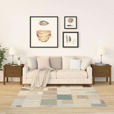 Bijzettafels 2 st 50x50x49 cm massief grenenhout honingbruin