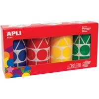Apli Kids stickers XL, doos met 4 rollen in 4 kleuren en 4 vormen (blauw, rood, geel en groen) - thumbnail
