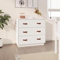 Dressoir 80x40x75 cm massief grenenhout wit - thumbnail